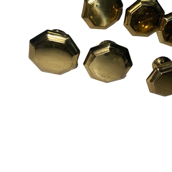 8 Octagon Knob Solid Brass Kitchen Cabinet Dresser Hardware - Picture 4 of 4